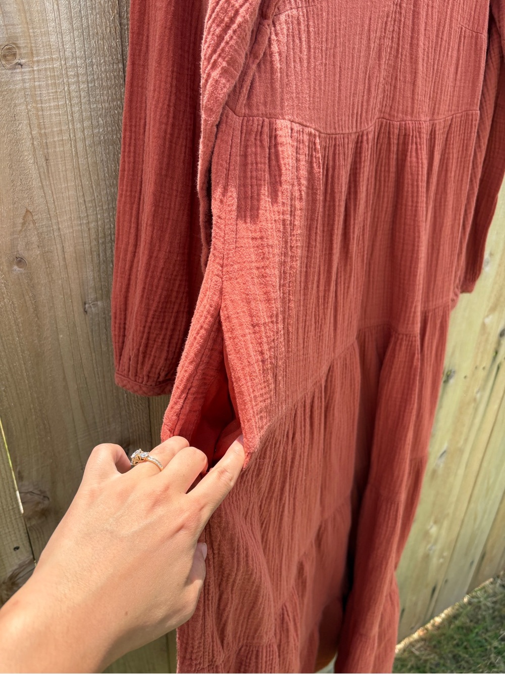 Universal Thread Rust Long Sleeve Tiered Maxi Dress - Picture 5 of 6